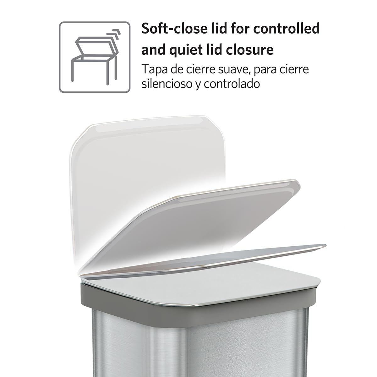 Glad Stainless Steel Step Trash Can, Series 2 with Clorox Protection - Large Metal Kitchen Garbage Bin with Soft Close Lid, Foot Pedal and Waste Bag Roll Holder, 20 Gallon
