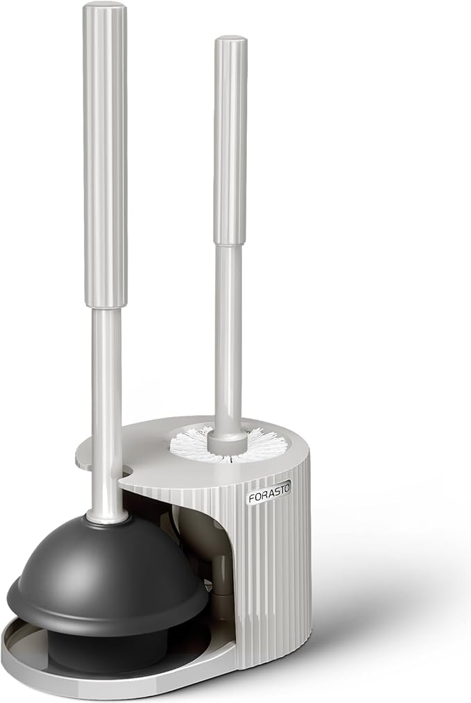 2 in 1 Toilet Plunger and Brush Set,Extended Handle Plunger,Toilet Bowl Brush Plunger Set,Bathroom Cleaning Tools,Cleaning Brush,Toilet Brush Plunger Combo,Light Grey（20.8inch）