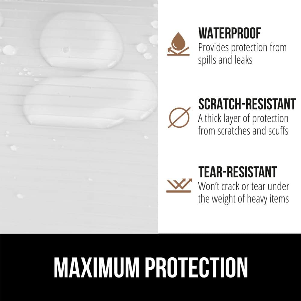 GORILLA GRIP DuraGuard Shelf Liner, 17.5x30 Non-Adhesive Cabinet Liners for Kitchen Drawers, Shelves, Refrigerator, Pantry Storage, Bathroom Closet, Durable Waterproof BPA Free Ribbed Plastic, White