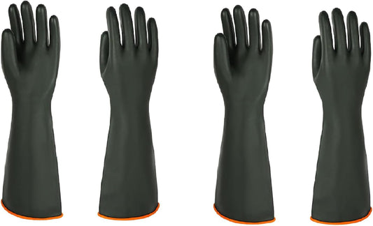 Heavy Latex Chemical Resistant Gloves - Reusable Long Rubber Dishwashing Gloves with Forearm Protection for Men - Waterproof, Industrial Safety Gear, Acid & Alkali Resistant, Oil-Proof，22“,2 Pair