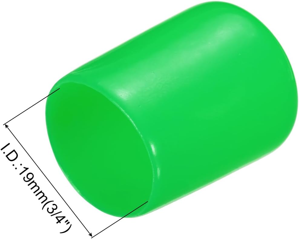 uxcell 20pcs Rubber End Caps 19mm(3/4") ID Vinyl PVC Round Tube Bolt Cap Cover Screw Thread Protectors Green