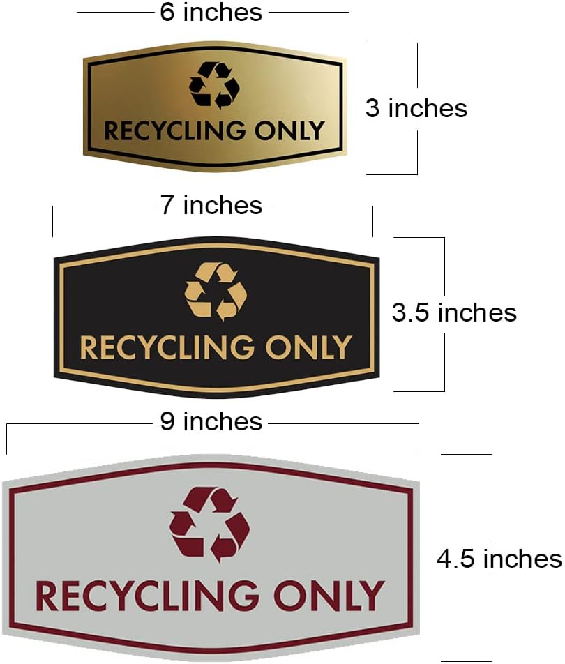 Fancy Recycling Only Sign (Black/Gold) - Small