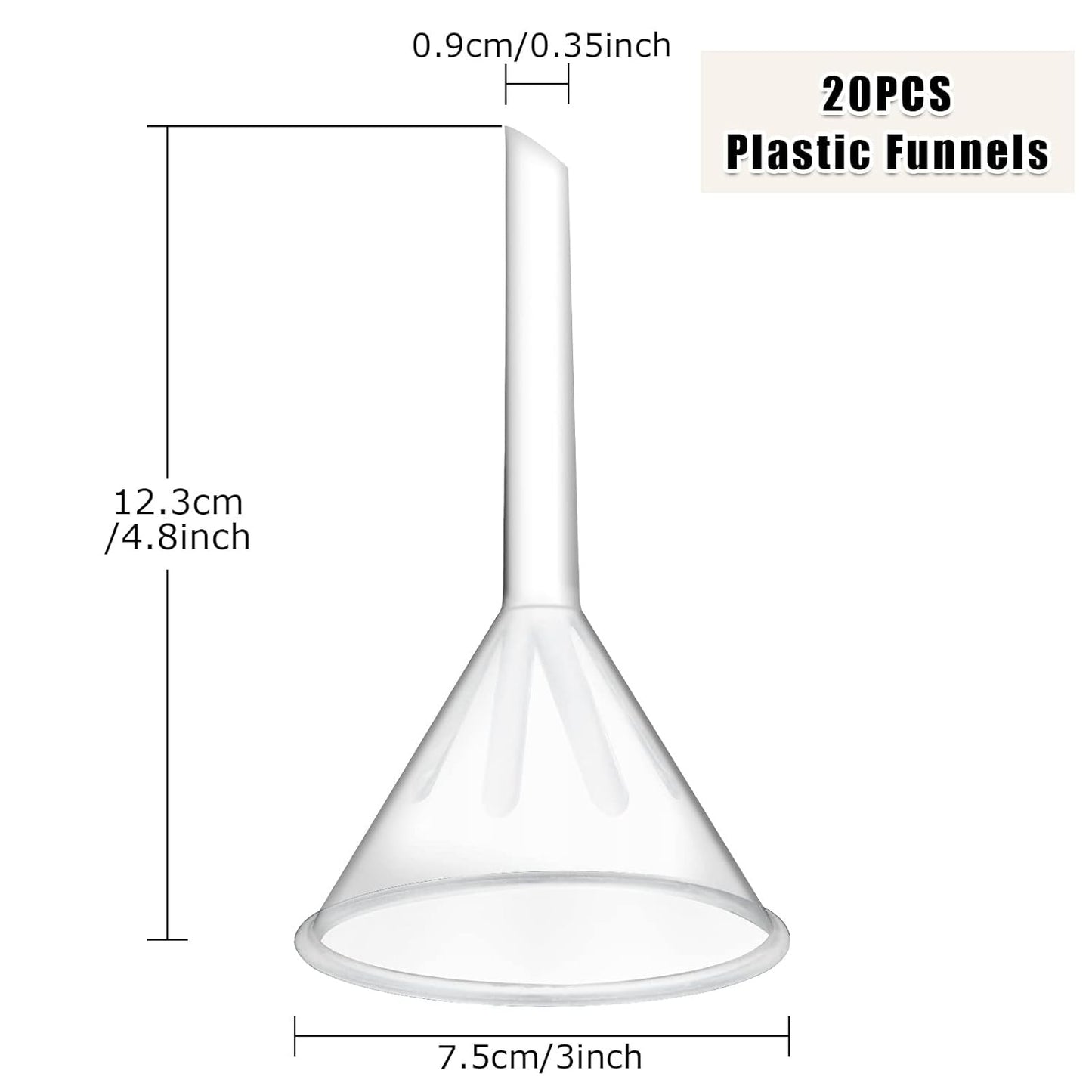 LANIAKEA 20PCS Plastic Funnel Set, 3" Plastic Funnel, Clear Funnels for Filling Bottles, Lab, Water Bottle,Capsule,Oils, Perfume, Liquid