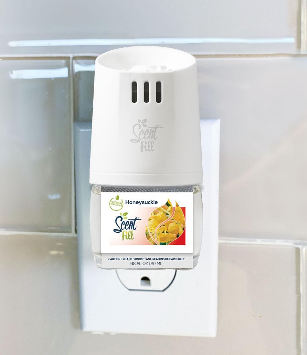 Scent Fill Honeysuckle Plug in Air Freshener, Scented Oil Refills, 2 Refills + Diffuser