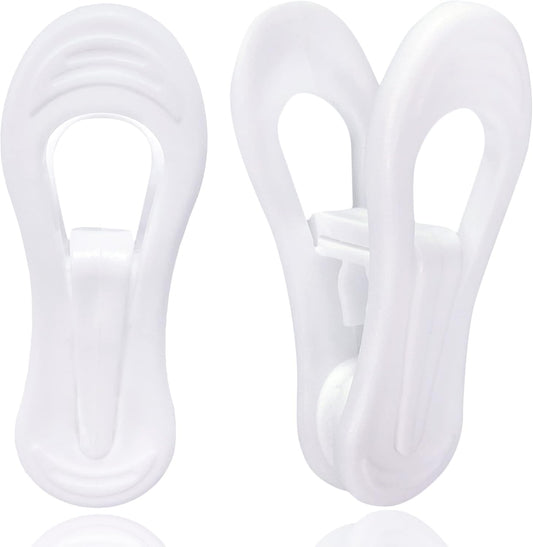 White Hanger Clips 60 Pack, Multi-Purpose Plastic Hangers Clips Perfect for Plastic Velvet Hangers, Clothes Pins Finger Clip for Skirt Pants