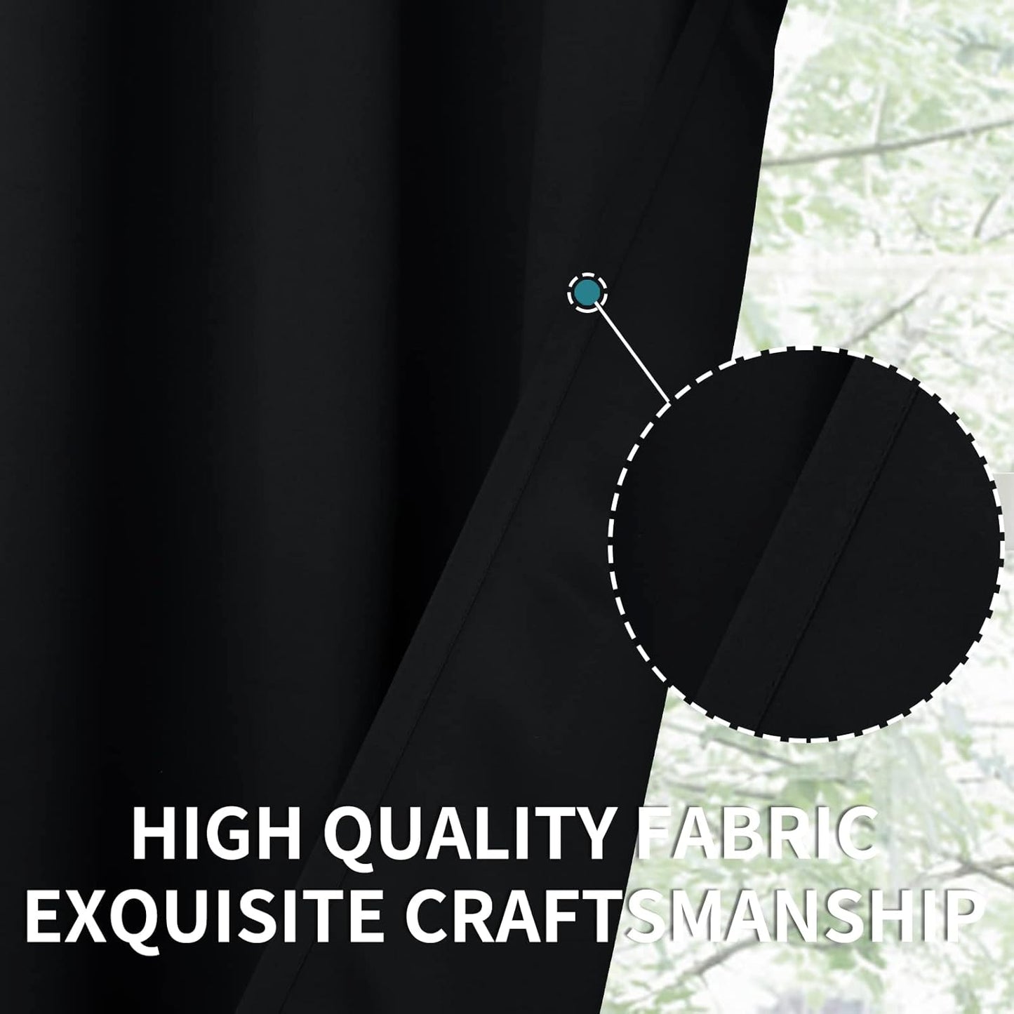 BGment Black Blackout Curtains for Bedroom 52 x 72 Inch Long - Thermal Insulated Drapes Room Darkening Window Treatments for Living Dining Room, 2 Panels