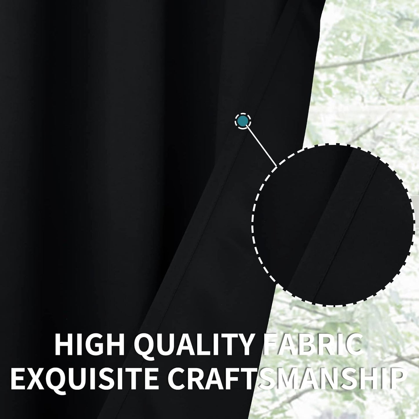 BGment Rod Pocket Blackout Curtains 48 Inches Length for Bedroom - Thermal Insulated Short Room Darkening Curtain Window Drapes, 42 x 48 Inch, 2 Panels, Black