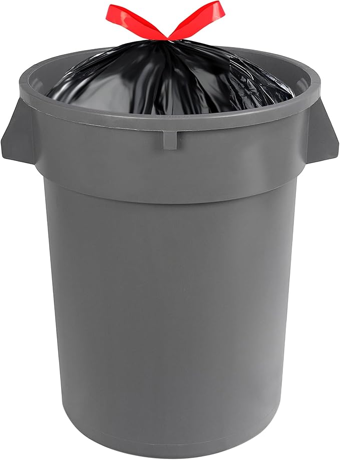 Amazon Basics Multipurpose Drawstring Trash Bags, 30 Gallon Capacity, Tear Resistant, 50 Count (Previously Solimo)