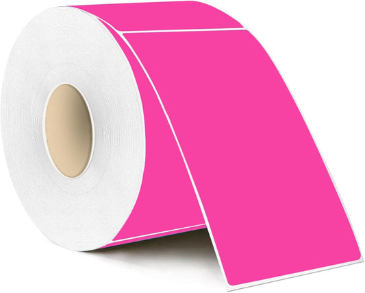STARLIBOO 3"X5" Rectangle Neon Colored Labels, Removable Moving Labels for Boxes, Permanent Warehouse Moving Stickers Square Label (250Labels, Fluorescent Rose Red)