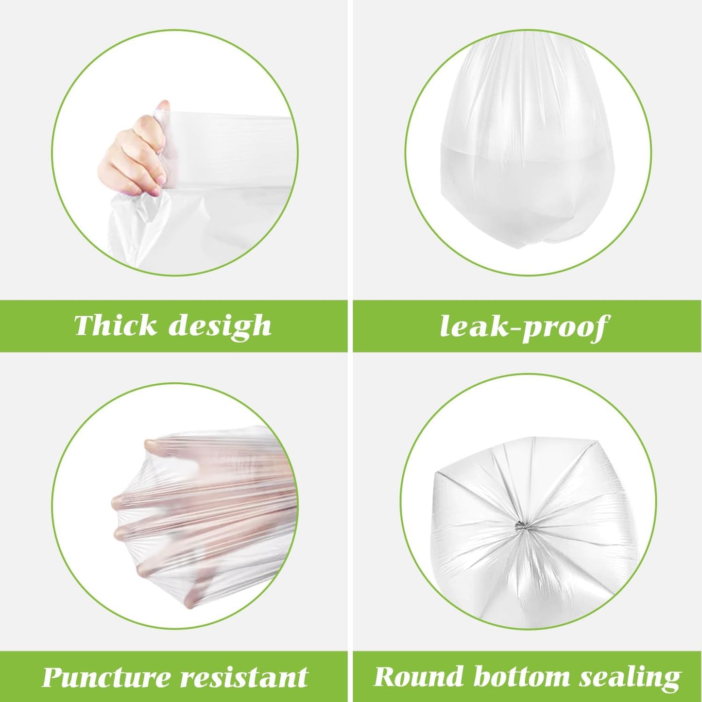 Teivio 3 Gallon 150 Counts Strong Trash Bags Garbage Bags, Bathroom Trash Can Bin Liners, Small Plastic Bags for Home Office Kitchen Kitchen, Clear