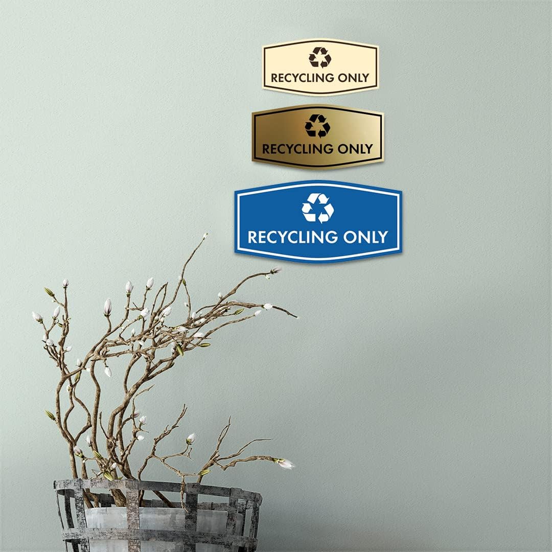 Fancy Recycling Only Sign (Ivory/Dark Brown) - Small