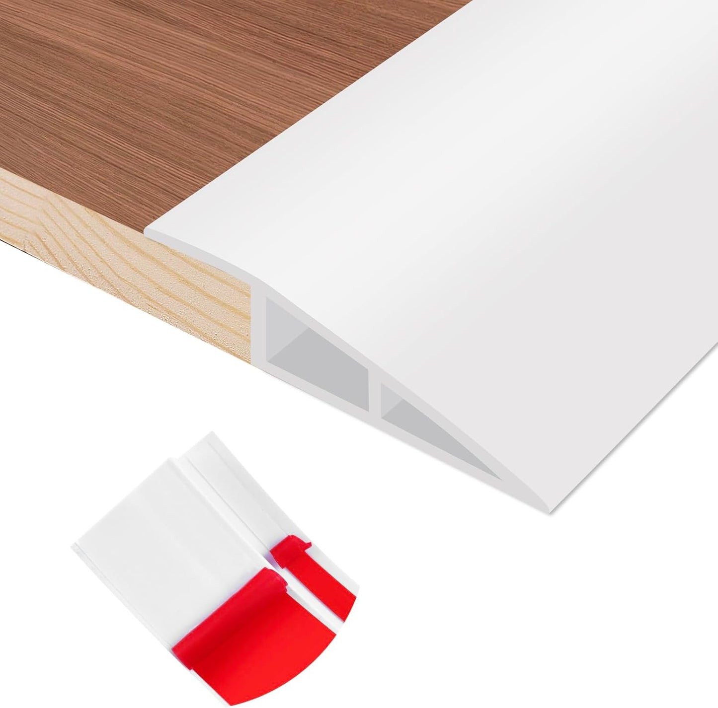 Floor Transition Strip Self Adhesive Vinyl Door Threshold for Doorways Carpet Edging Trim Overlap Edge Reducer for Laminate Floor, Carpet, Tile (White, 2/5" to 3/5", 10Ft)