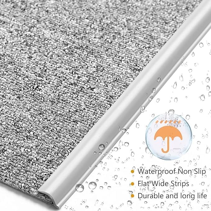Self Adhesive Carpet Transition Strip with Edge Trim, Designed for Seamless Transitions from Carpet to Tile or Vinyl Floors, Perfect for Doorways.(Gray,15ft)