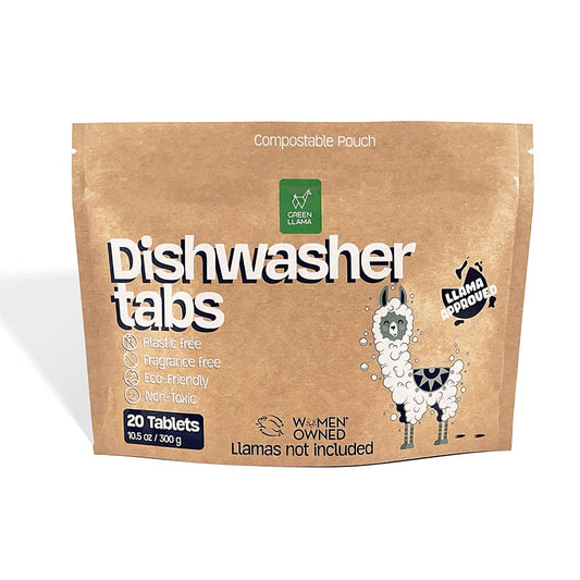 Dish Washing Machine Tablets, Pack of 20 - Fragrance-Free, PVA-Free, Non-Toxic Dishwasher Tablets in Compostable Packaging – Women-Owned Company, Leaping Bunny Certified