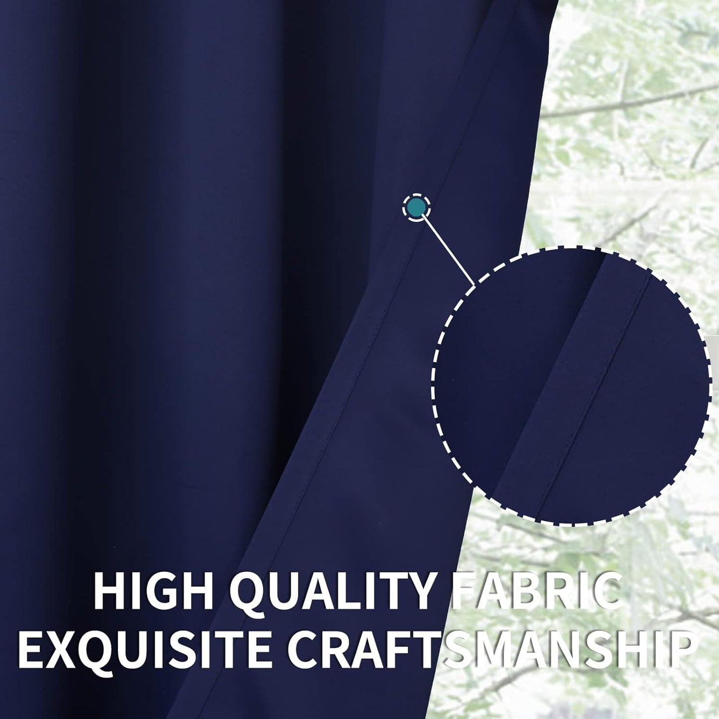BGment Navy Blue Blackout Curtains 40 Inches Length for Kitchen Window - Short Thermal Insulated Drapes with Rod Pocket Privacy for Cafe Front Door Bathroom, 2 Panels, 34 x 40 Inch