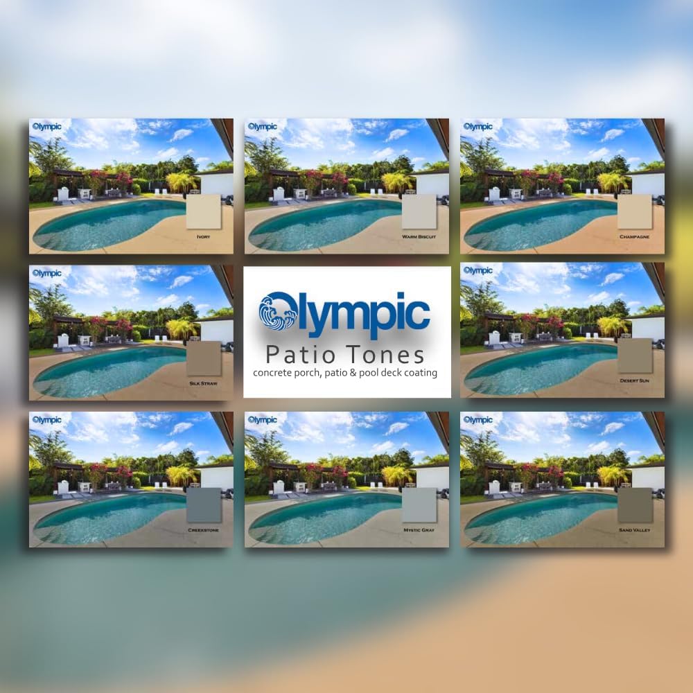 Olympic Patio Tones - Silk Straw - 1 Gallon - Non-slip acrylic deck and patio coating, concrete restorer.