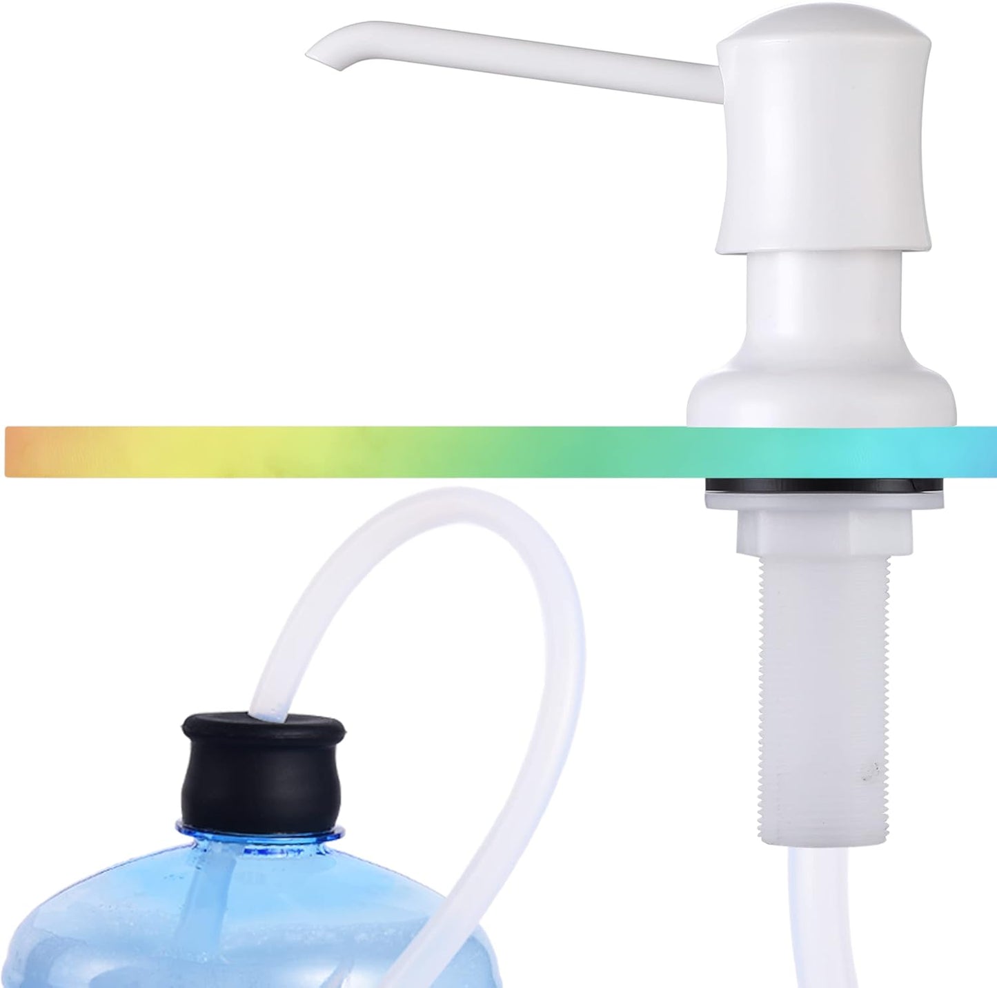 Sink Soap Dispenser for Kitchen Sink White Upgrade with 40" Silicone Extension Tube Kit, Connect to Your Soap Bottle Directly