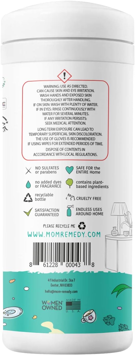 MOMREMEDY Hydrogen Peroxide Cleaning Wipes | All Purpose Cleaner and Stain Remover | Multipurpose for Kitchen, Bathroom, All Surfaces