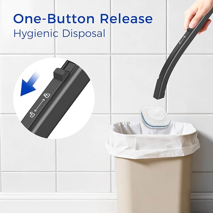 Disposable Toilet Brush, 14 Refills Toilet Bowl Cleaner Wand, Toilet Cleaner Brush Toilet Cleaning System Toilet Brush and Holder Set for Bathroom Cleaning (Black)