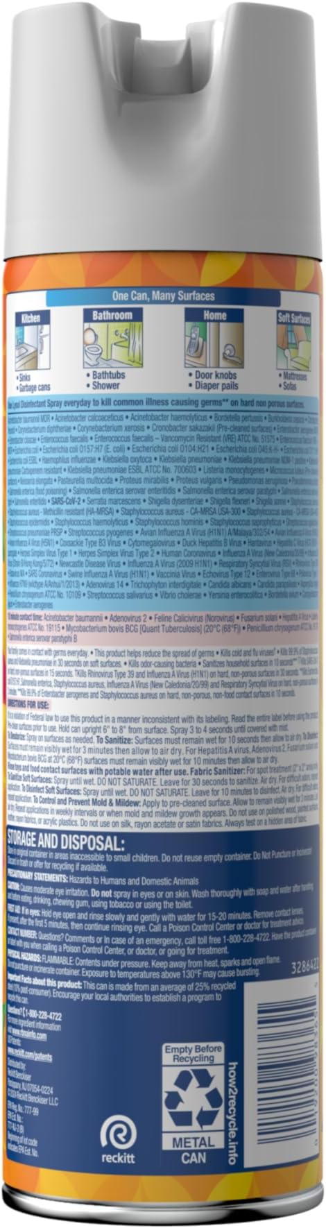 Lysol Disinfectant Spray, Sanitizing and Antibacterial Spray, For Disinfecting and Deodorizing, Mango & Hibiscus Scent, 19 Fl Oz