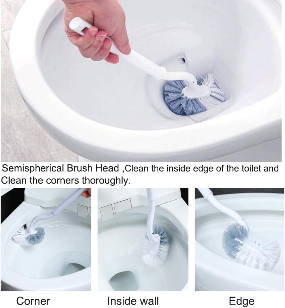Marbarsse Bathroom Toilet Bowl Brush and Holder, Curved Design Toilet Brush for Deep Cleaning Under Rim, Best Toilet Brush Set, Easy Handy CompactToilet BowlCleaner Brush for Bathroom, 1 Pack