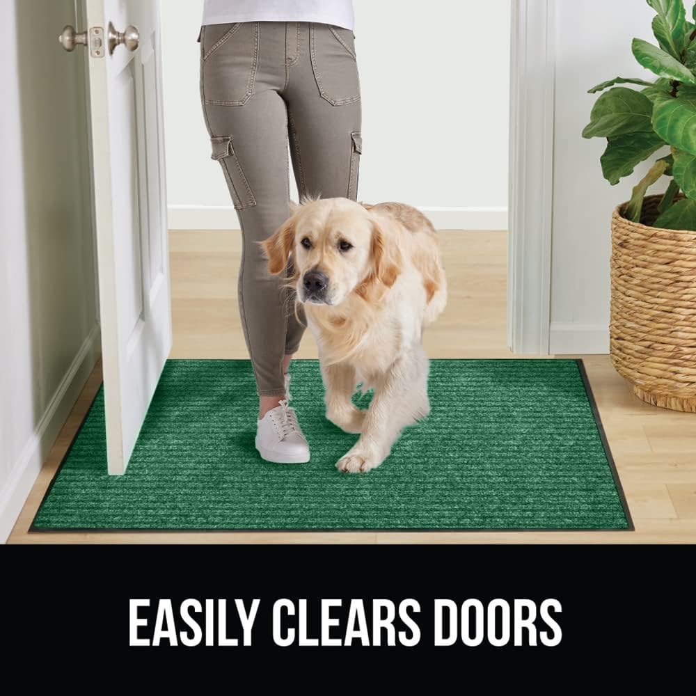 GORILLA GRIP Traffic Guard Door Mat, 47x35, Heavy Duty Welcome Mats, Commercial Office Space Doormat, Waterproof, Fade Resistant, Strong Rubber Backing, Low Profile, Shoe and Boot Scraper, Green