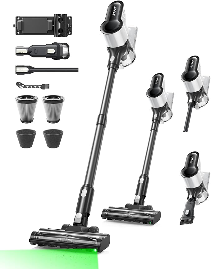 Cordless Vacuum Cleaner, 500W 45KPA 50Mins Stick Vacuum Cleaners for Home with LED Light, Self-Standing, Anti-Tangle Brush & 1.6L Dust Cup, Lightweight Vacuum for Pet Hair, Carpets, Hard Floors