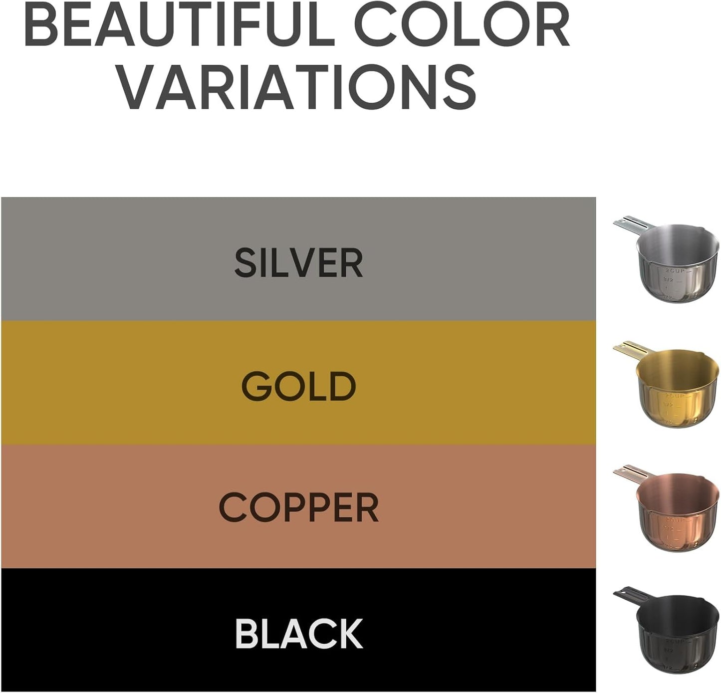 Color Up 2 Cup Measuring Cup, 480ml Copper Stainless Steel Metal Measuring Scoop, Easy-Pour Spouts, Engraved Markings, for Dry & Liquid Ingredients