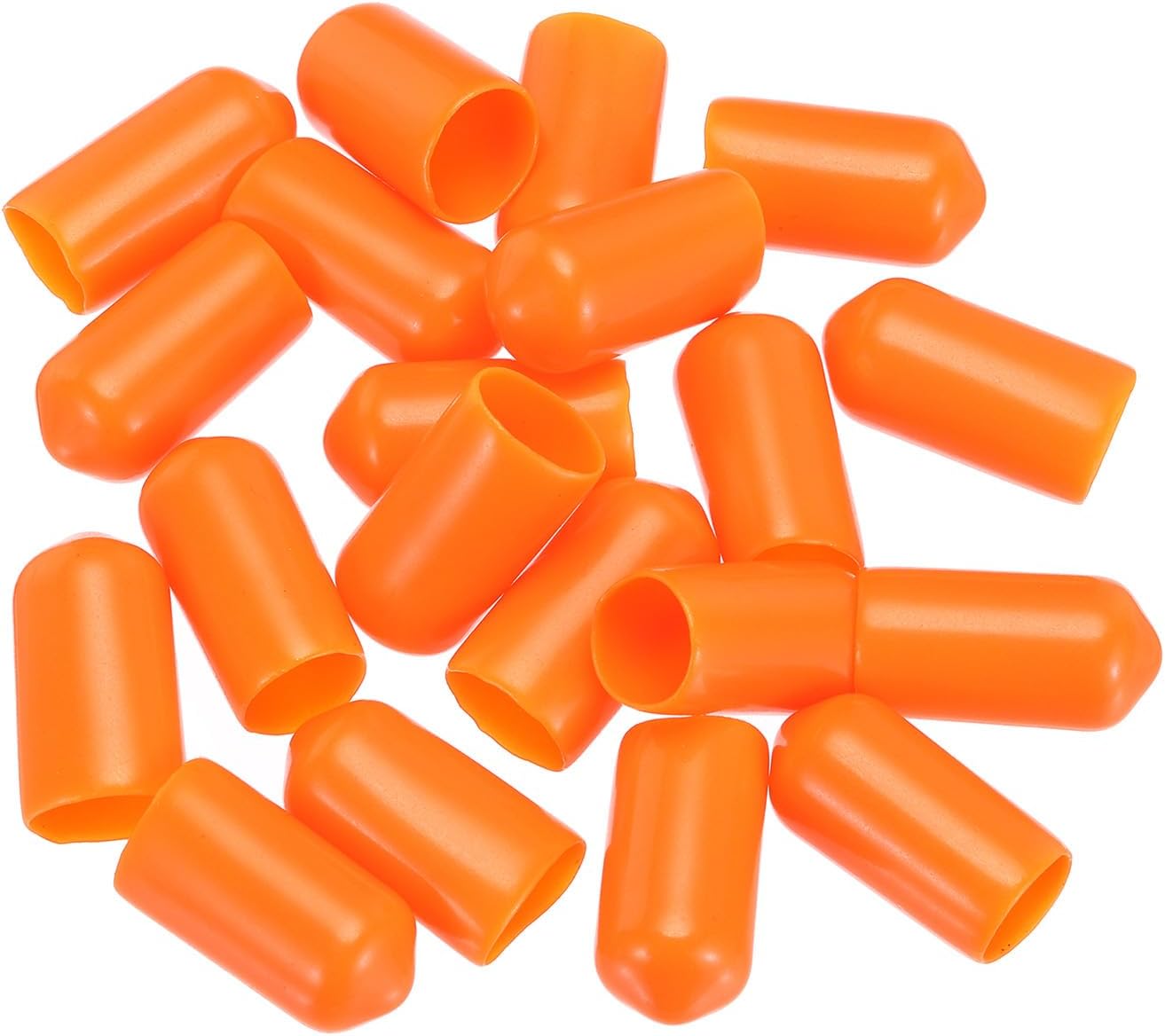 uxcell 20pcs Rubber End Caps 8mm(5/16") ID Vinyl PVC Round Tube Bolt Cap Cover Screw Thread Protectors,Orange
