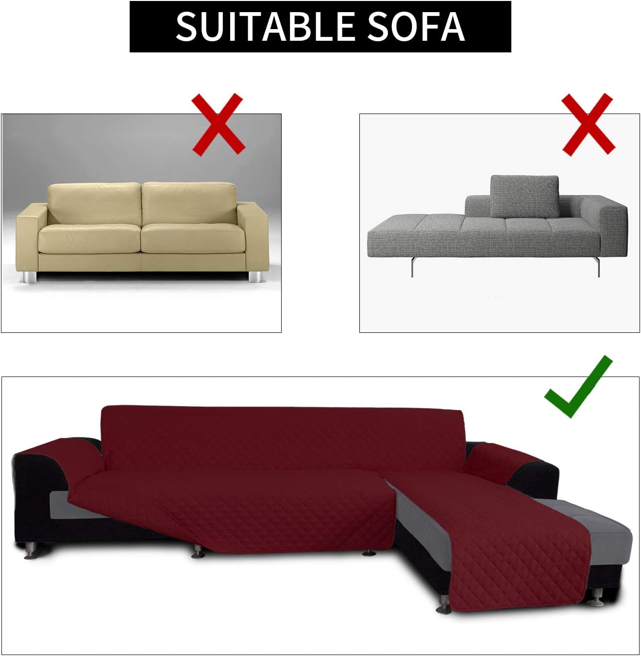 Easy-Going L Shape Sofa Slipcover Chaise Reversible Protector Cover for Pets Dog (X-Large, Christmas Red)