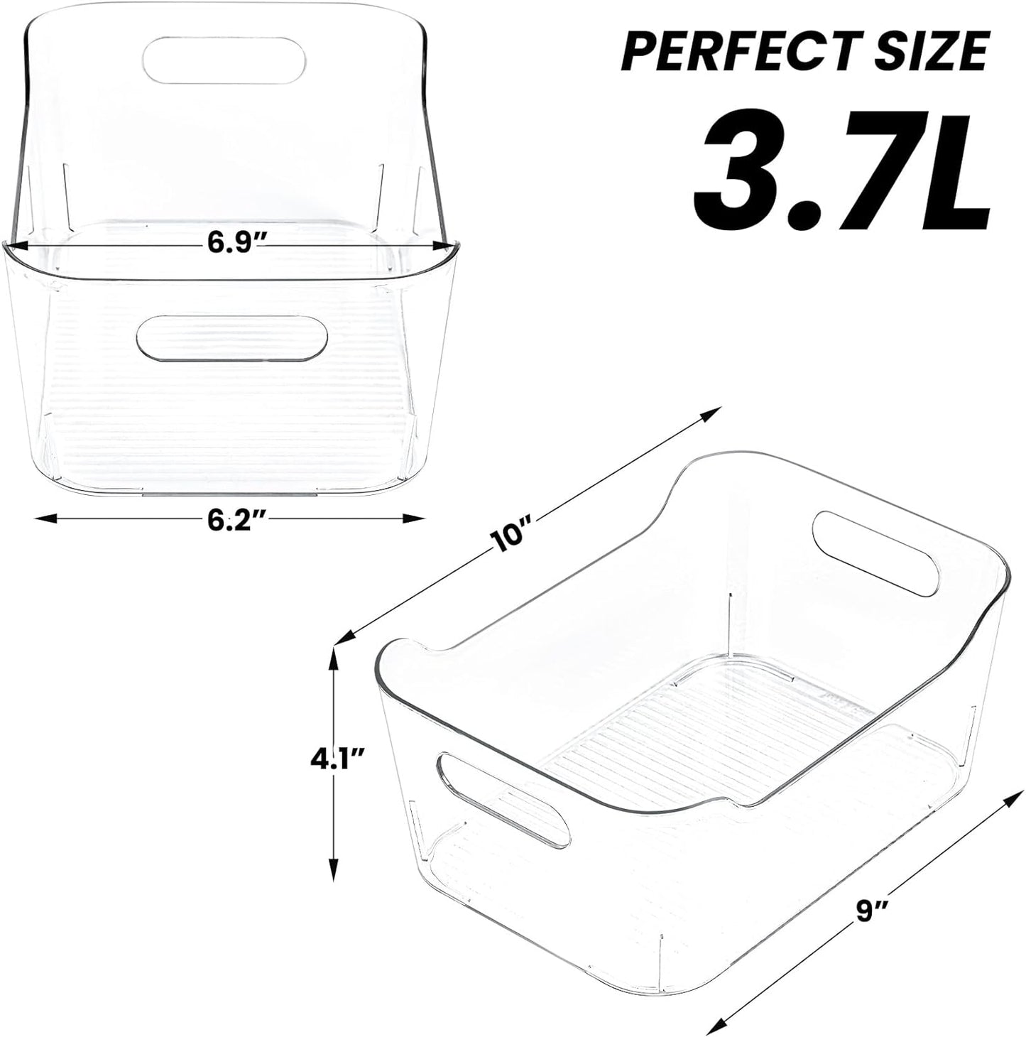 Clear Plastic Storage Bins, Set of 12, Multi-Use Organization and Storage Containers for Pantry, Cabinet, Refrigerator, Freezer, Bathroom, Organizer Bins for Home & Kitchen