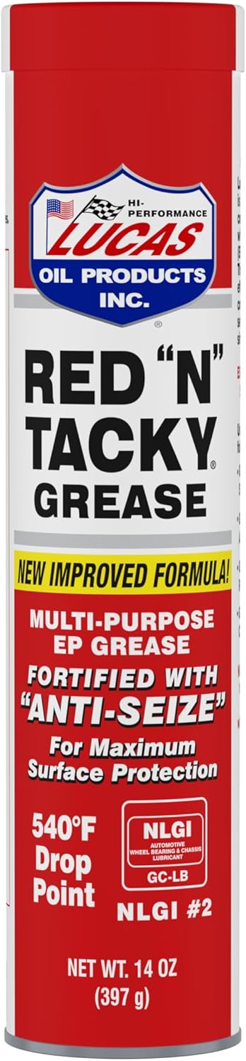 Lucas Oil 10005 Red N Tacky Grease - 14 Ounce Cartridge (Pack of 10)