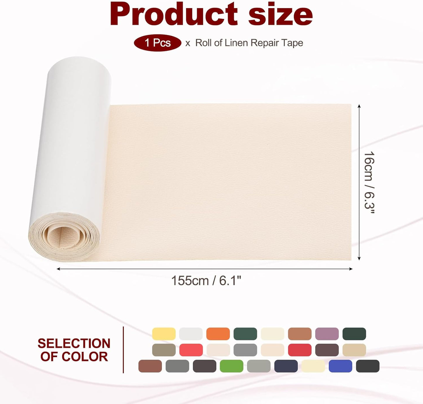 PATIKIL Leather Patches Tape for Furniture, 6.3 x 61 Inch Self Adhesive Vinyl Leather Repair Kit Cover Sheet for Couch, Sofa, Car Seats, Office Chair, Bright White