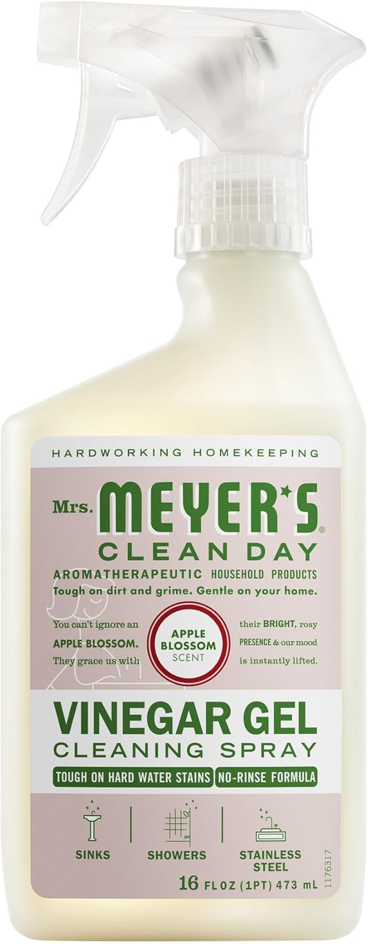 MRS. MEYER'S CLEAN DAY Vinegar Gel Cleaning Spray, Bathroom Use, No-Rinse Formula, Apple Blossom, 16 Fl Oz, Pack of 1