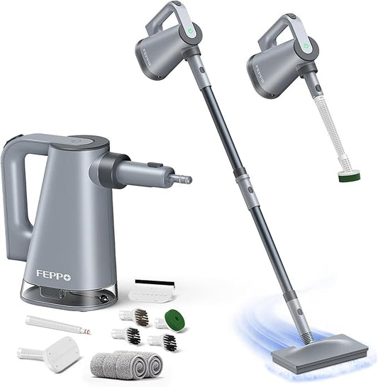 FEPPO Steam Mop & Detachable Handheld Steam Cleaner for Home and Floor Cleaning, 15s Heat-Up, 230°F Floor Steamer for Deep Cleaning with Multi-purpose Attachments Hardwood Floors, Tile,Grout,Furniture