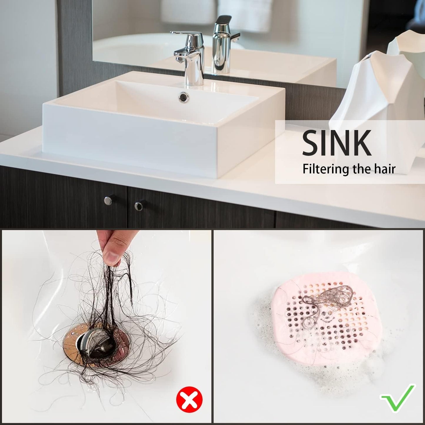 2 Pack Drain Cover Hair Catcher Silicone Drain Protector Hair Stopper for Shower Kitchen Bathroom Bathtub Mint Green