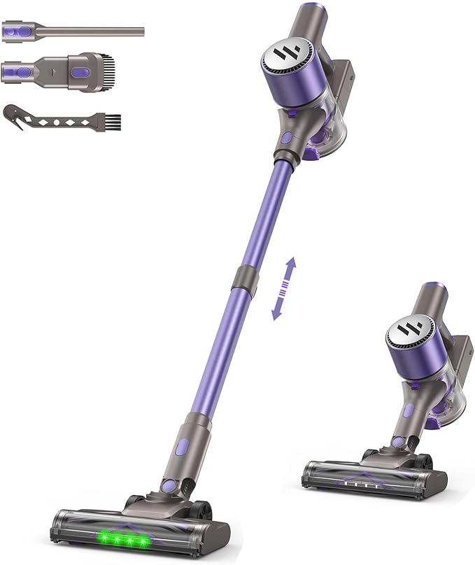 Vacuum Cleaners for Home,Cordless Vacuum Cleaner,Lightweight Stick Vacuum Cordless Rechargeable,Self-Standing Design,LED Touch Screen,Vacuum for Hardwood Floors,Carpet,Pet Hair(Purple)
