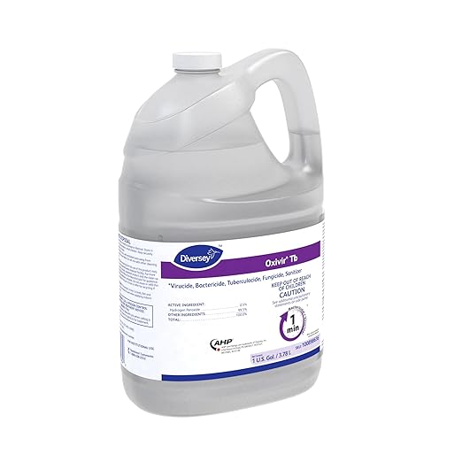 Oxivir Diversey 100898636 Tb One-Step Liquid Disinfectant Cleaner, Hospital Grade Accelerated Hydrogen Peroxide AHP, No Fragrance Added, Ready-to-Use, 1-Gallon (Pack of 4)