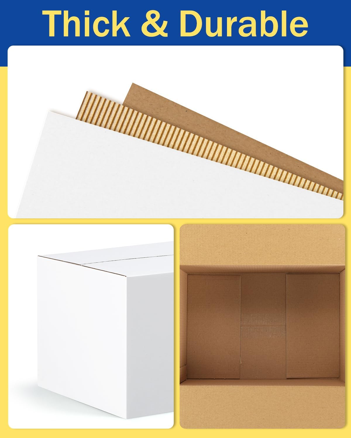 Assorted-Sizes-Shipping-Boxes-45-Pack: 4x4x4 & 8x6x6 & 10x7x5 Small-Shipping-Boxes-Mailers, White Corrugated-Cardboard-Boxes-for-Packing-Small-Business Mailing