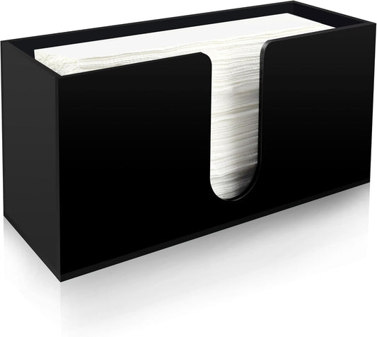 Paper Towel Holder for Countertop,Black Acrylic Napkin Dispenser-Multifold/C-Fold/Z-Fold Trifold Paper Towel Dispenser for Bathroom Kitchen Restaurant Toilet - Durable 5mm Thick (1)