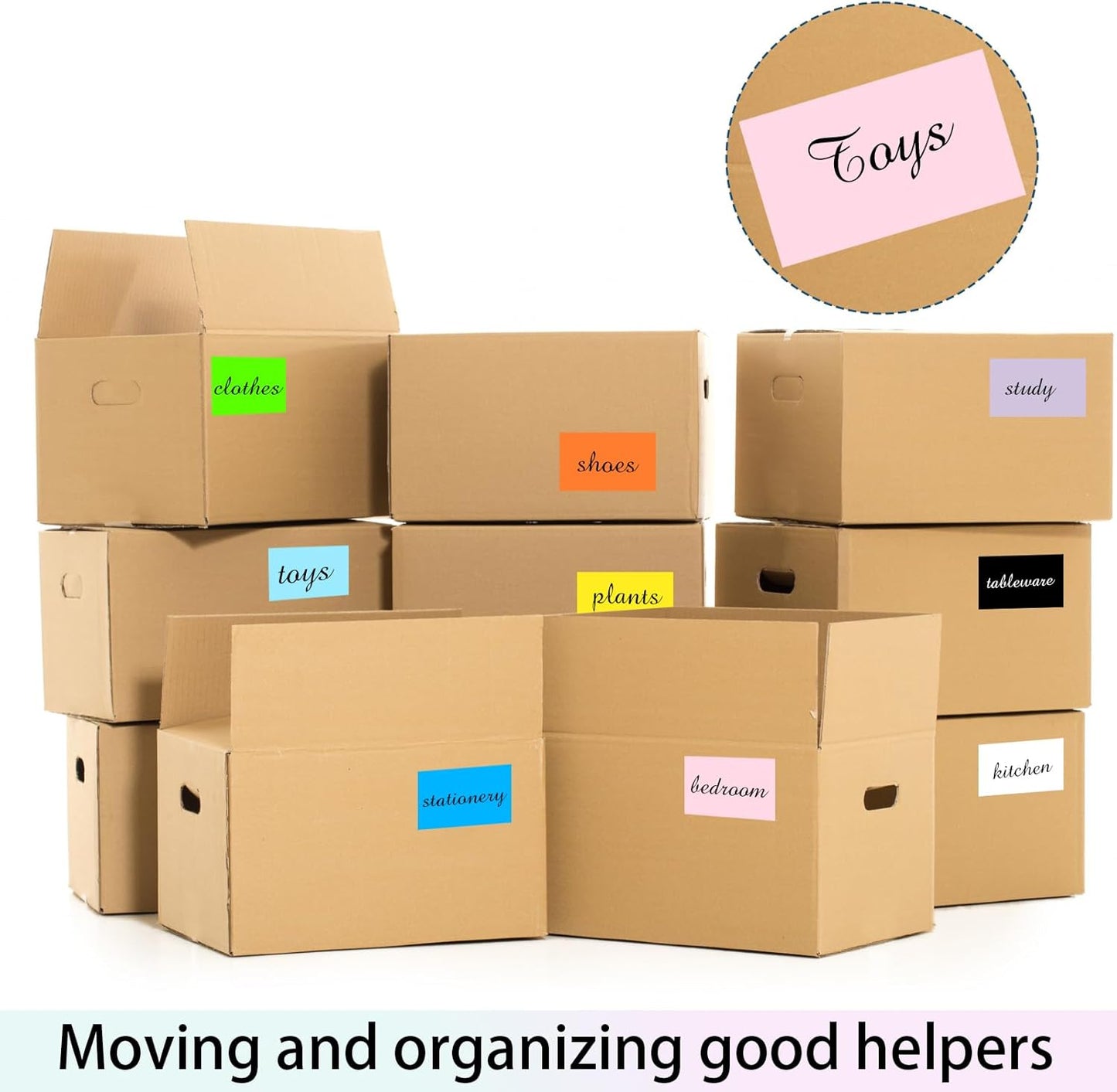 STARLIBOO Colored Labels Stickers 3 x 2 Inch, Rectangle Moving Labels Stickers, 750Pcs Garage Sale Price Sticker, Adhesive Moving Label for Boxes(3 Rolls, Yellow/Fluorescent Green/Orange)