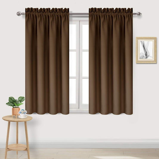 DWCN Brown Blackout Curtains for Bedroom – Rod Pocket Thermal Insulated Energy Saving Drapes for Living Room and Bedroom, W 38 x L 54 Inch, 2 Panels