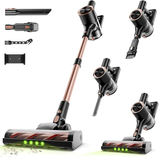 Cordless Stick Vacuum Cleaner - 45KPA Powerful Suction Vacuum with 45 Min Runtime, Detachable Battery, Anti-Tangle & 1.5L Dust Cup, 8 in 1 Vacuum Cleaner for Pet Hair, Carpet, HardFloor, Pink