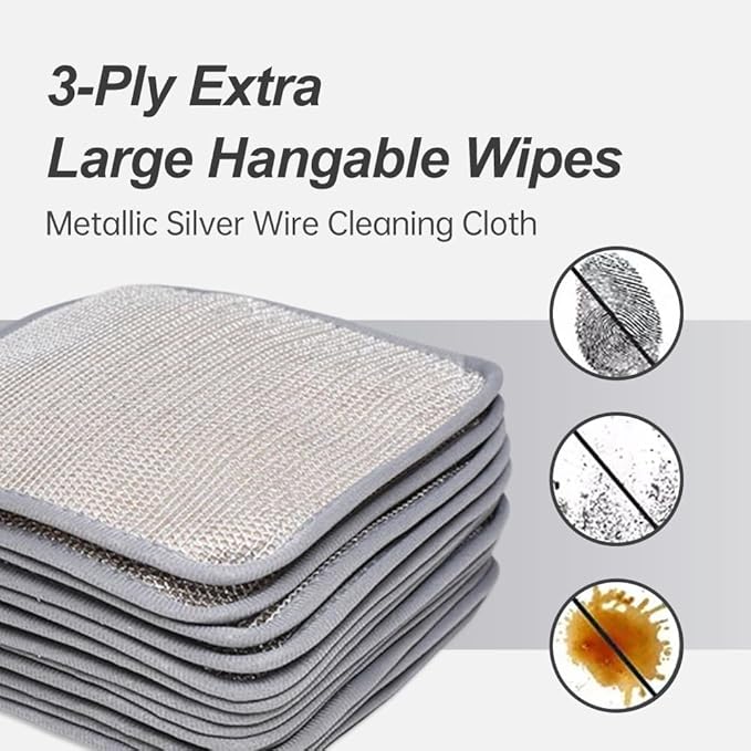 2025 New Multipurpose Wire Dishwashing Rags for Wet and Dry, Metal Scrubbing Pads Sponge Cloths Towels Clean, Non-Scratch Wire Dishcloth for Home Kitchen Dishes, Sinks (15 Pcs)