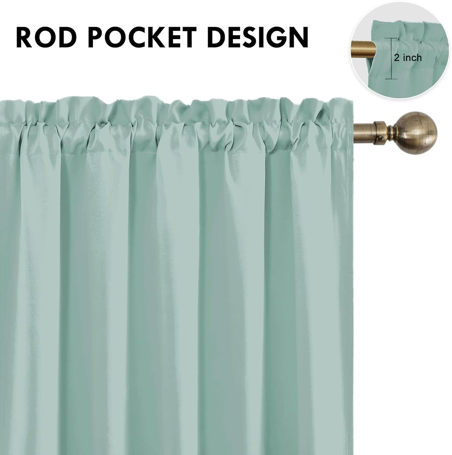 DWCN Blackout Curtains for Living Room Thermal Insulated, Energy Saving & Noise Reducing Bedroom Curtains, Sage Green, W 70x L 84 Inch, Set of 2 Rod Pocket Curtain Panels