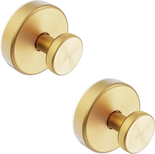 Suction Cup Hooks for Shower, Towel Hooks for Bathroom Window Glass, Bath Robe Looafh Hook for Hanging - 2 Pack, Gold
