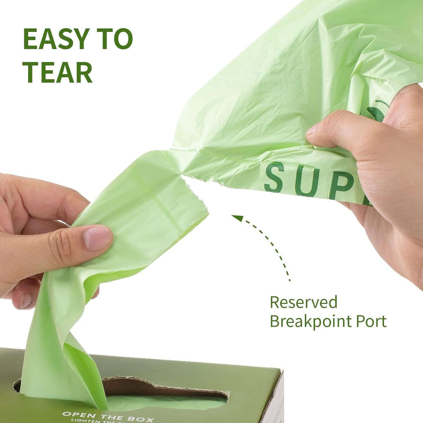 SUPERBIO 2.6 Gallon Compostable Bags, 100 Count, 2 Pack, 9.84L, Handle Tie Food Waste Bags, BPI and OK compost INDUSTRIAL Certified