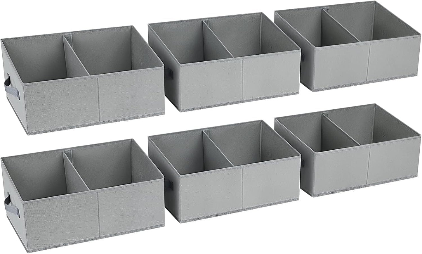 DIMJ Trapezoid Storage Bins for clothes - 6 Packs Closet Organizers and Storage Baskets, Foldable Closet Baskets with Handles and Divider, Closet Storage Bin Toybox for Shelves Living Room Bedroom