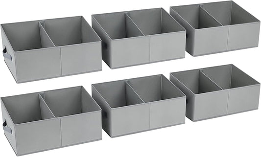 DIMJ Trapezoid Storage Bins for clothes - 6 Packs Closet Organizers and Storage Baskets, Foldable Closet Baskets with Handles and Divider, Closet Storage Bin Toybox for Shelves Living Room Bedroom