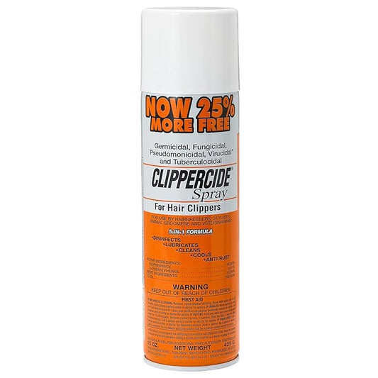 CLIPPERCIDE 5-in-1 Clipper Disinfectant Spray 15oz, 1 Pack | Cleans, Lubricates, Cools, Prevents Rust & Disinfects | Professional Clipper Spray for Barbers, Stylists & Pet Groomers | Made by Barbicide